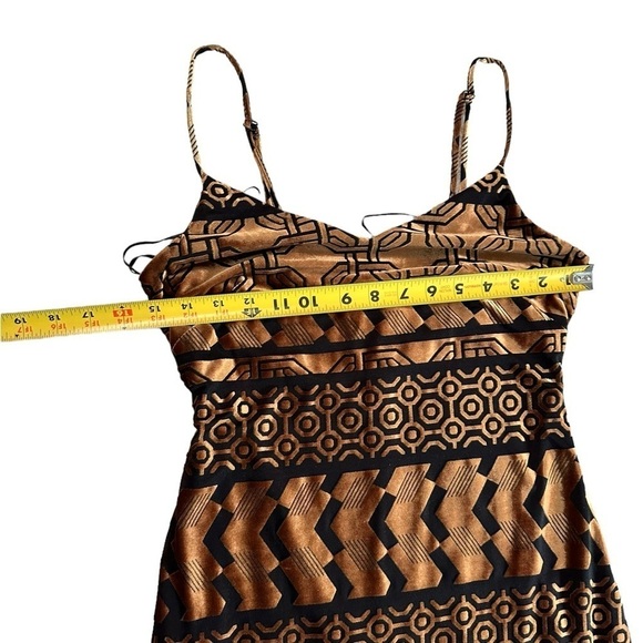 Nicole Miller STUDIO Black/Bronze Burnout Stretch Velvet Slip Dress Size 4 - Picture 13 of 17